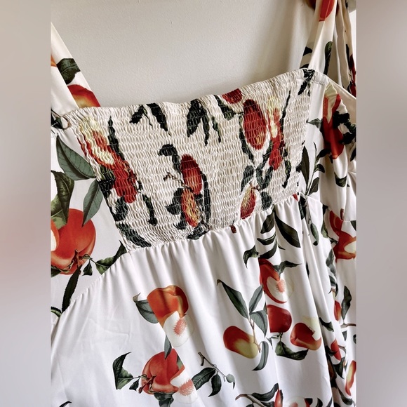 Cider Peach Fruit Split Midi Dress w/Orange and Green Print size 4X plus size - Picture 9 of 16